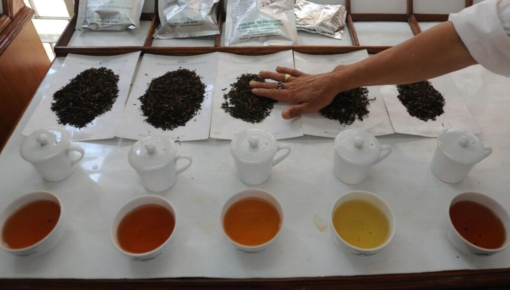 Different styles of loose-leaf tea produced in Nepal