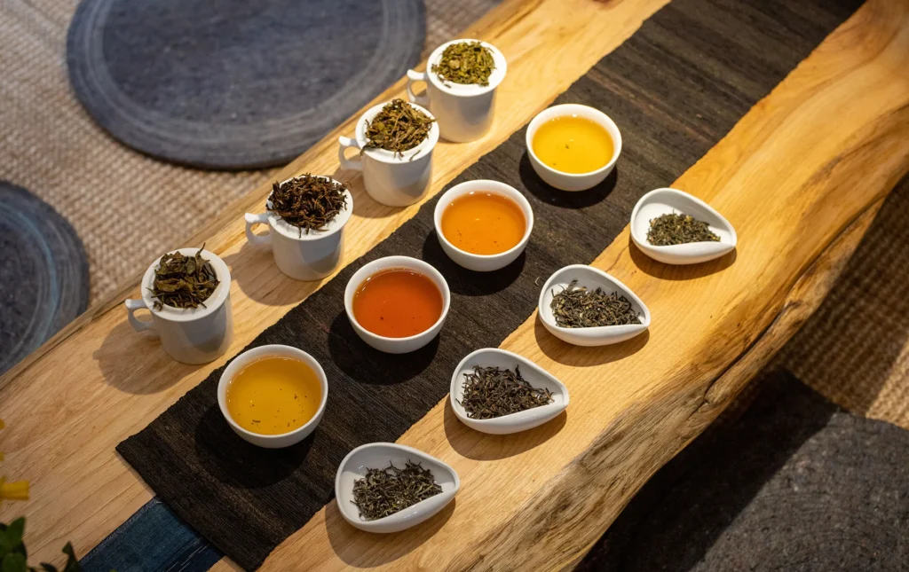 Different varieties of loose-leaf tea produced in Nepal